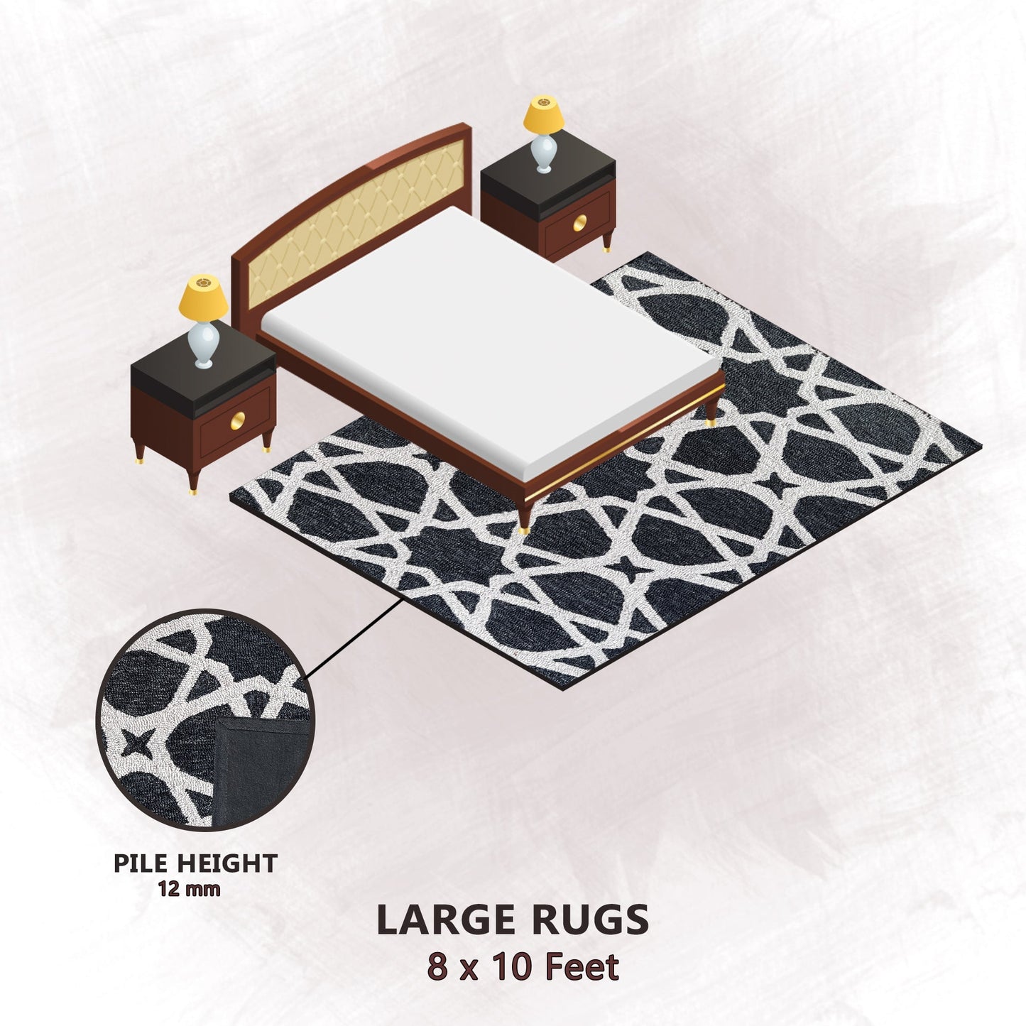 Premium Hand-Tufted Rug Made of 100% Wool  - Ash Zellig - 8x10 Feet