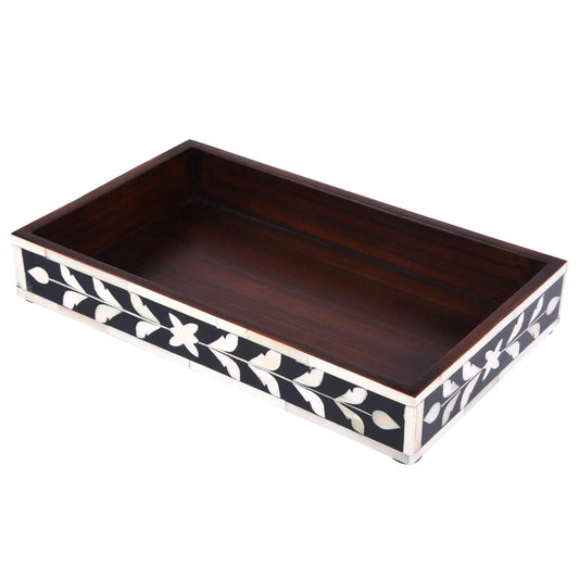 Bathroom Tray Parlour Whist Pattern Black & White 10x6 Inches