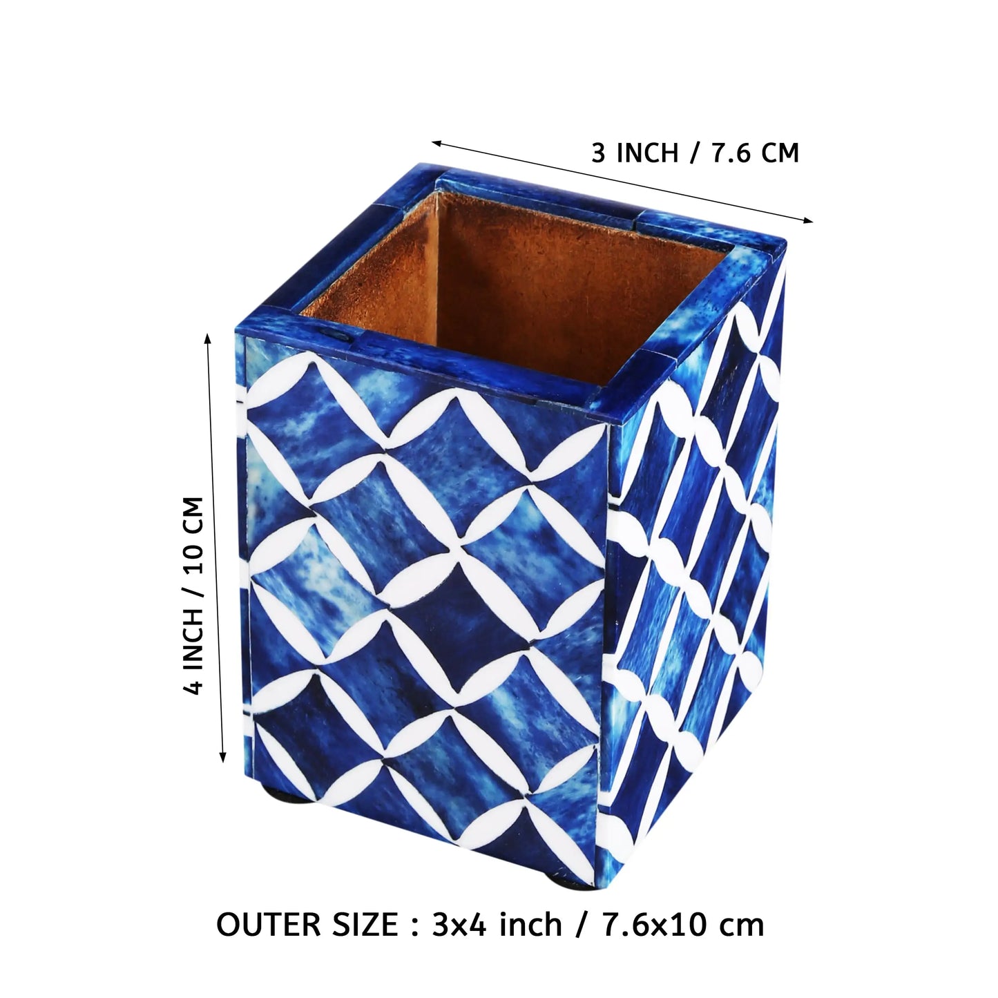 3x4 Pen & Pencil Holder Mosaic Star Pattern  - in Blue, Grey