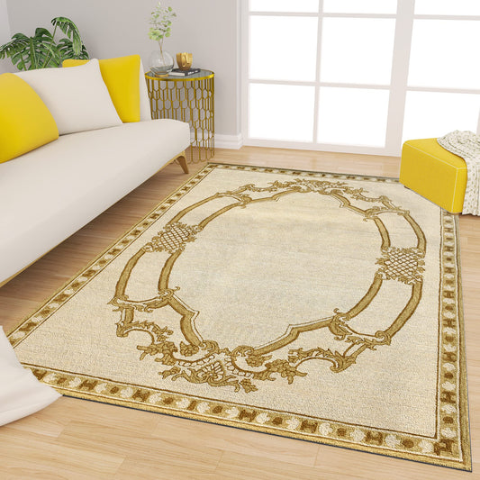 Premium Hand-Tufted Rug Made of 100% Wool  - Augustan Gold - 5x8 Feet