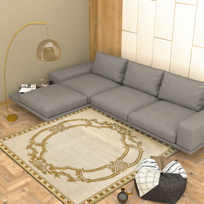 Premium Hand-Tufted Rug Made of 100% Wool  - Augustan Gold - 6x6 Feet