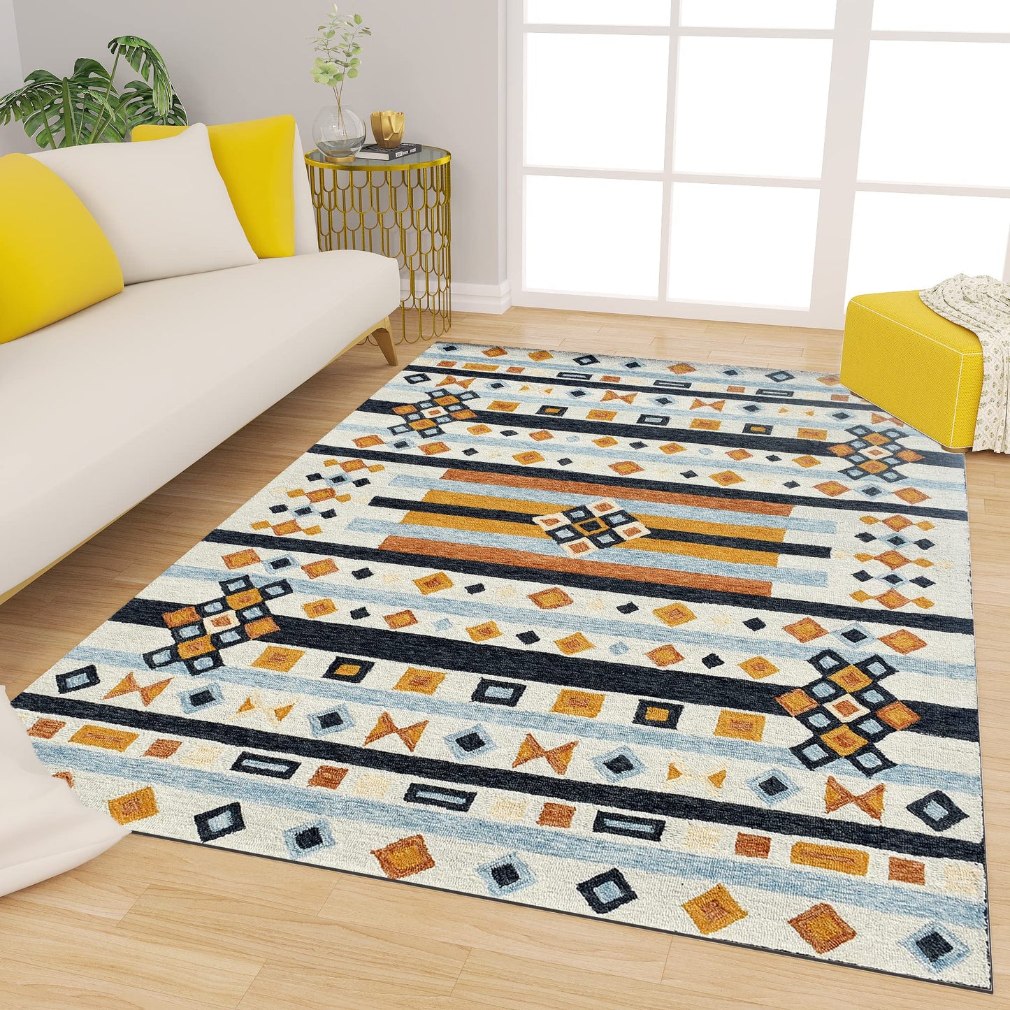 Premium Hand-Tufted Rug Made of 100% Wool  - Ojo De Dios - 6x9 Feet