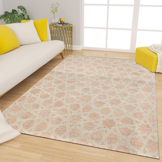 Premium Hand-Tufted Rug Made of 100% Wool  - Blush Zellig - 6x9 Feet