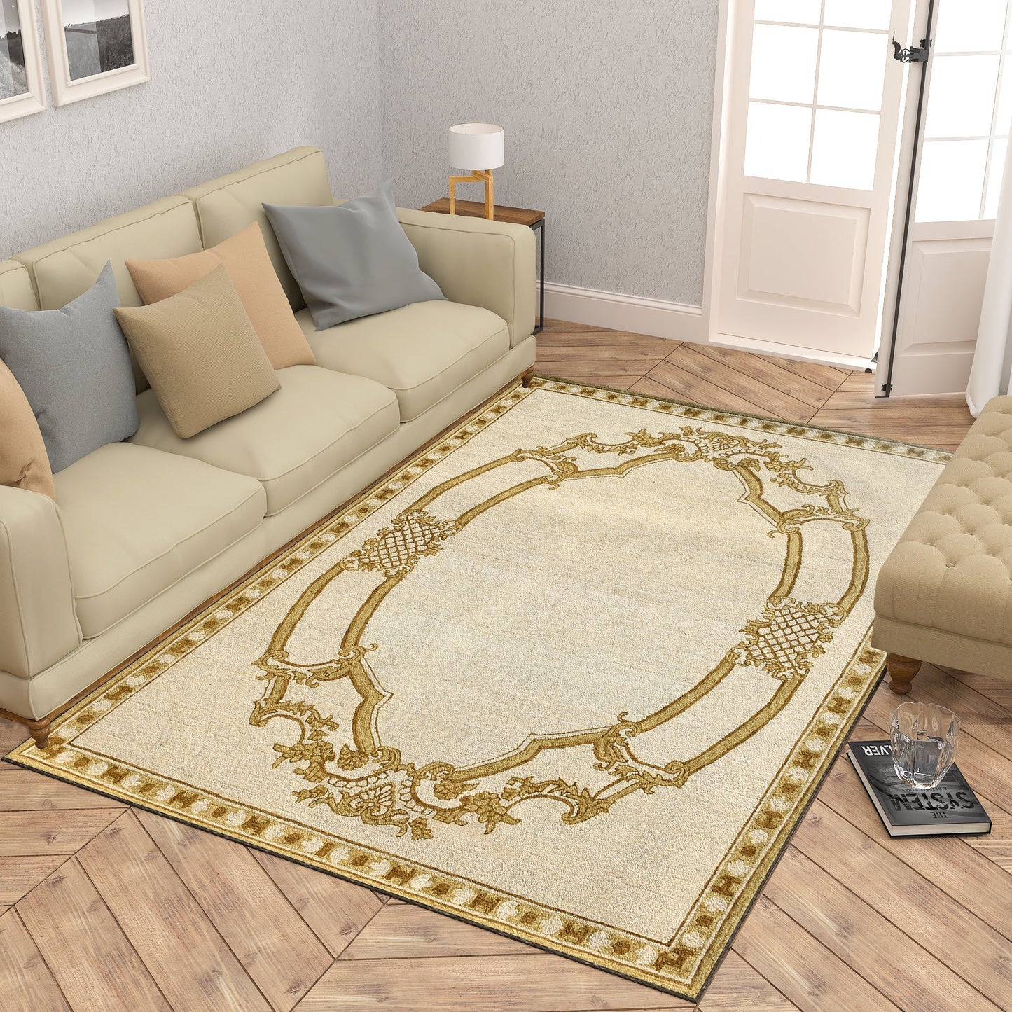 Premium Hand-Tufted Rug Made of 100% Wool  - Augustan Gold - 4x6 Feet