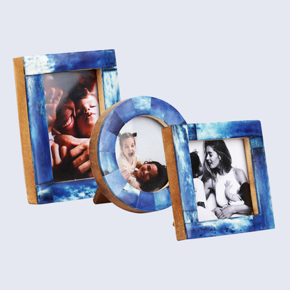 Baby Photo Frames Set of 3 Pieces Blue (3x4, 3x3, 3x3 Inches)