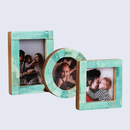Baby Photo Frames Set of 3 Pieces Green (3x4, 3x3, 3x3 Inches)