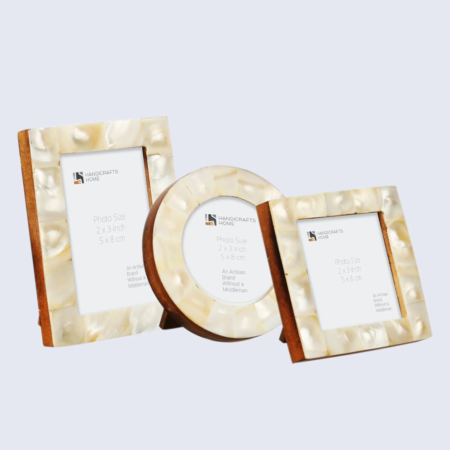 Baby Picture Frames Mother of Pearl Set of 3 Pieces White  3x4, 3x3, 3x3