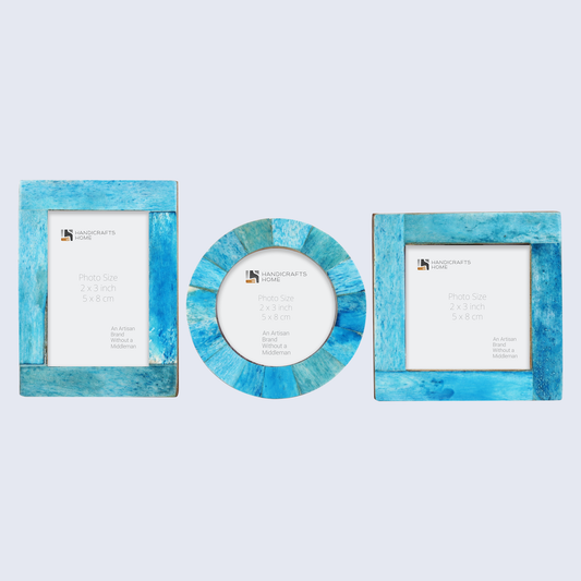 Baby Photo Frames Set of 3 Pieces Turquoise (3x4, 3x3, 3x3 Inches)