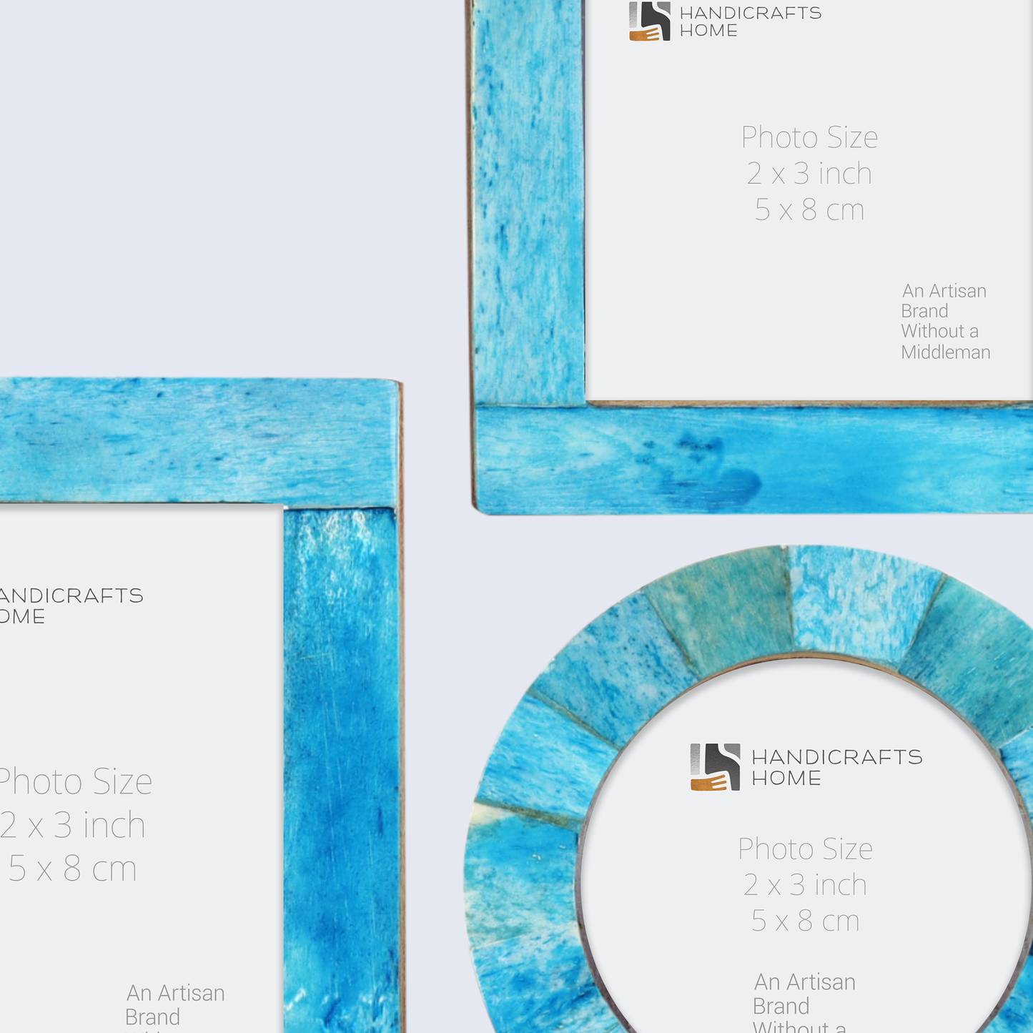 Baby Photo Frames Set of 3 Pieces Turquoise (3x4, 3x3, 3x3 Inches)