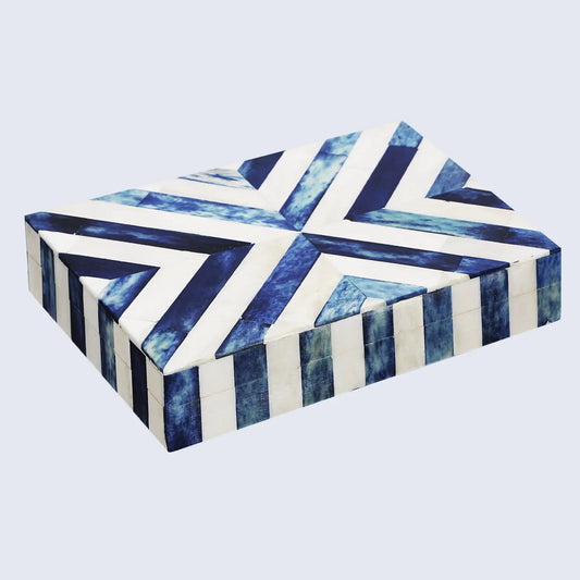 Decorative Box Chevron Blue & White Available in 6 Sizes