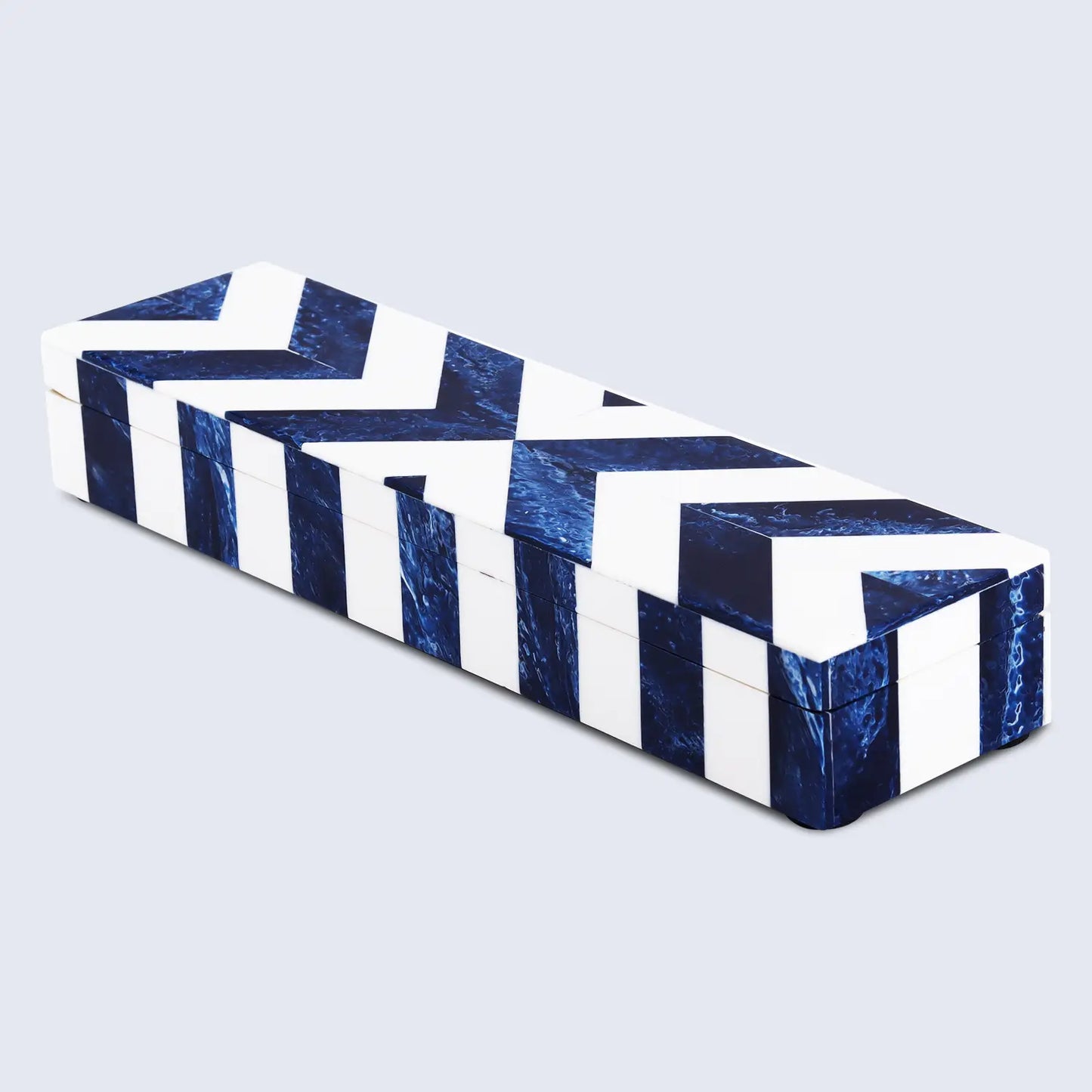 Decorative Box Chevron Blue & White Available in 6 Sizes