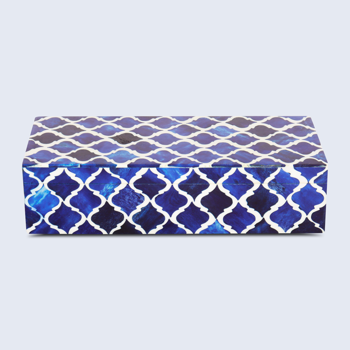 Decorative Box Moroccan Blue & White 10x4.5x2.5 Inch