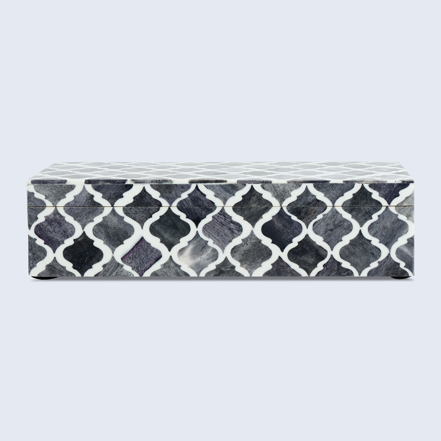 Decorative Box Moroccan Grey & White 10x4.5x2.5 Inch