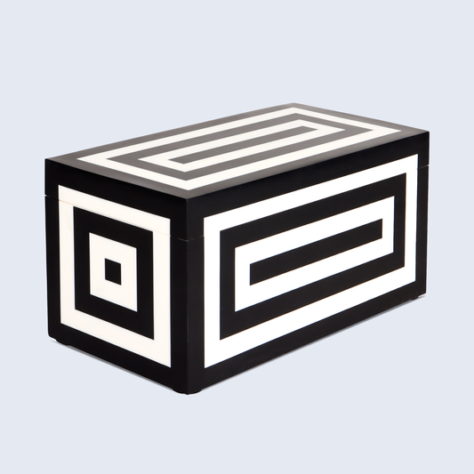 Decorative Box Concentrics Black and White 10x5x5 Inch