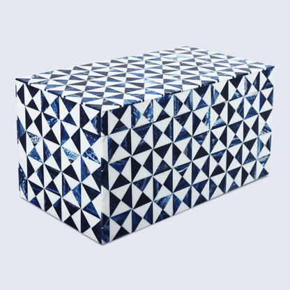 Decorative Box Marquet Indigo Pattern Blue & White Available in 8 Sizes