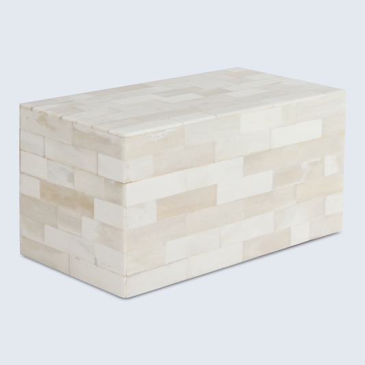 Decorative Box Bone Inlay White 10x5x5 Inch