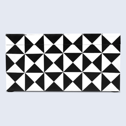 Decorative Box Triangle Art Black & White 10x5x5 Inch