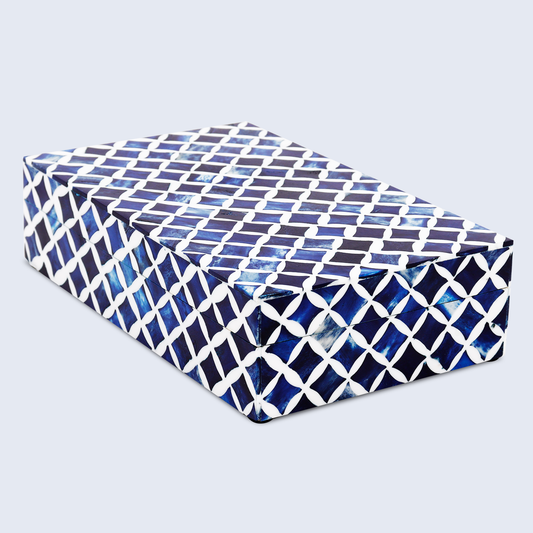 Decorative Box Star Blue & White 10x6x2.5 Inch