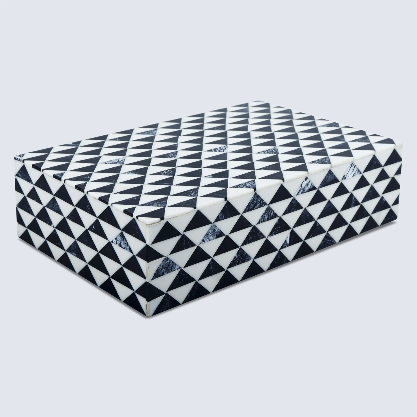 Decorative Box Marquet Prism Pattern Black & White Available in 8 Sizes