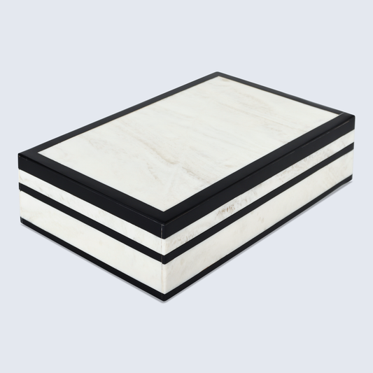 Decorative Boxes Mono Court Black & White 10X6X2.5 Inch