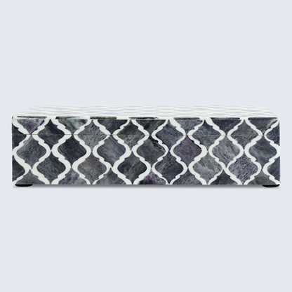 Decorative Box Moroccan Grey & White 10x6x2.5 Inch