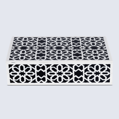 Decorative Boxes Shiraz Black & White 10X6X2.5 Inch