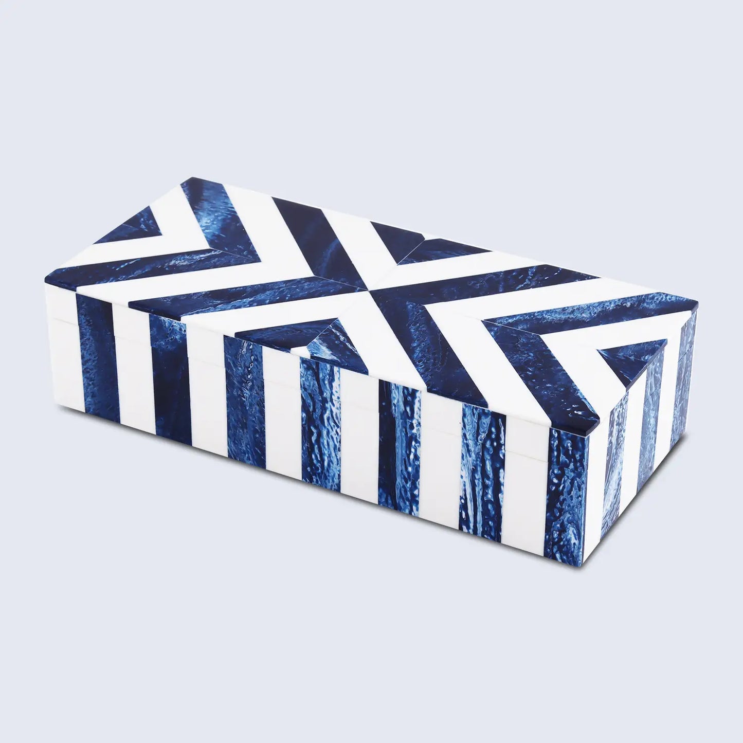 Decorative Box Chevron Blue & White Available in 6 Sizes