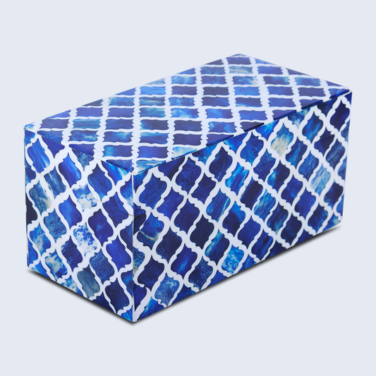Decorative Box Moroccan Blue 10x5x5 Inch