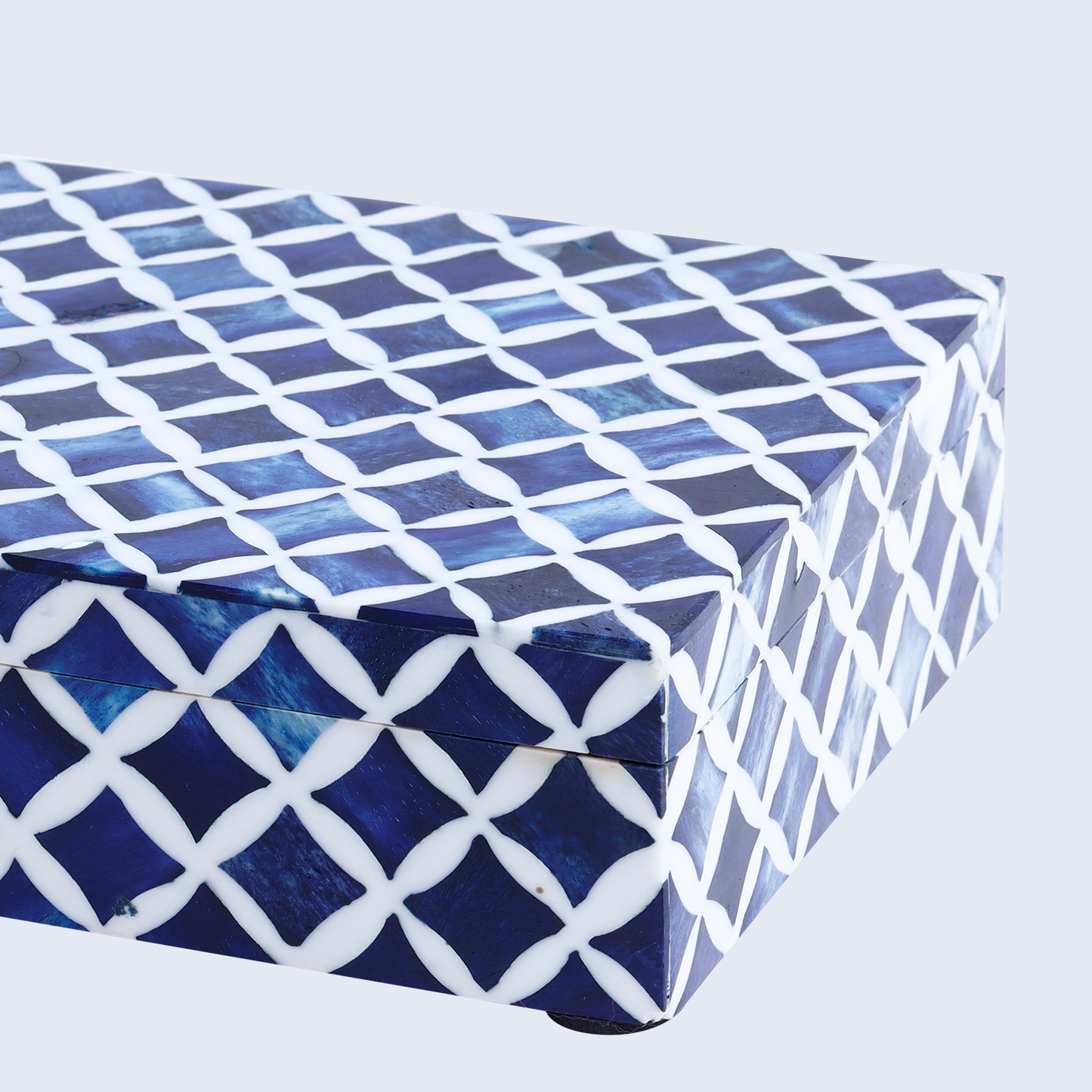 Decorative Box Star Blue & White 12x6x2 Inch