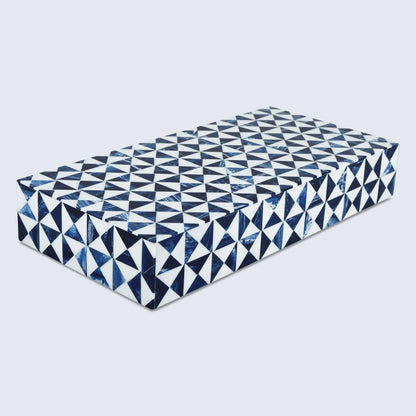 Decorative Box Marquet Indigo Pattern Blue & White Available in 8 Sizes