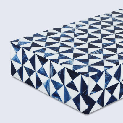 Decorative Box Marquet Indigo Pattern Blue & White Available in 8 Sizes