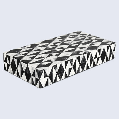 Decorative Box Medley Harlequin Pattern Black & White Available in 6 Sizes