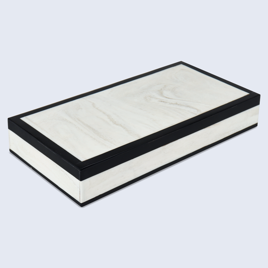 Decorative Boxes Mono Court Black & White 12X6X2 Inch