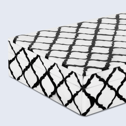 Decorative Box Moroccan Black & White 12x6x2 Inch