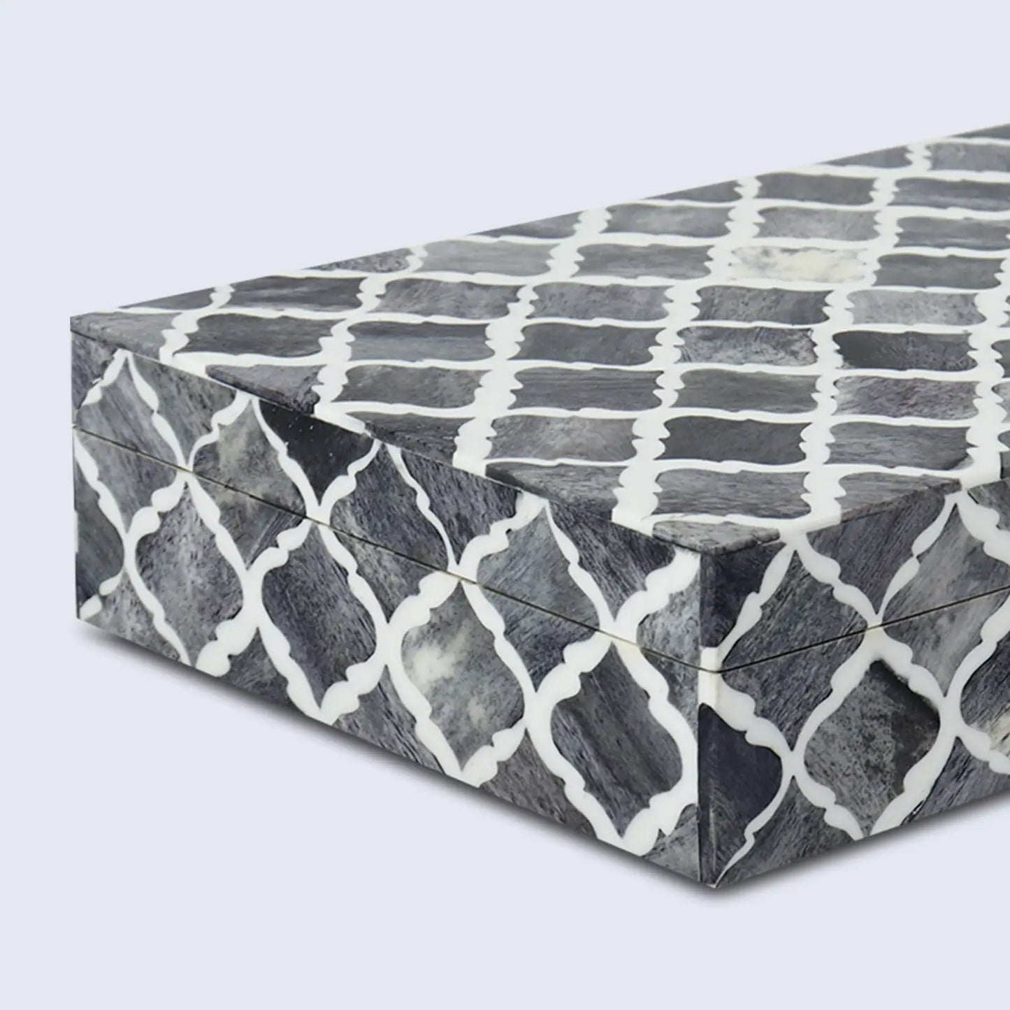 Decorative Box Moroccan Pattern Grey & White Available in 7 Sizes