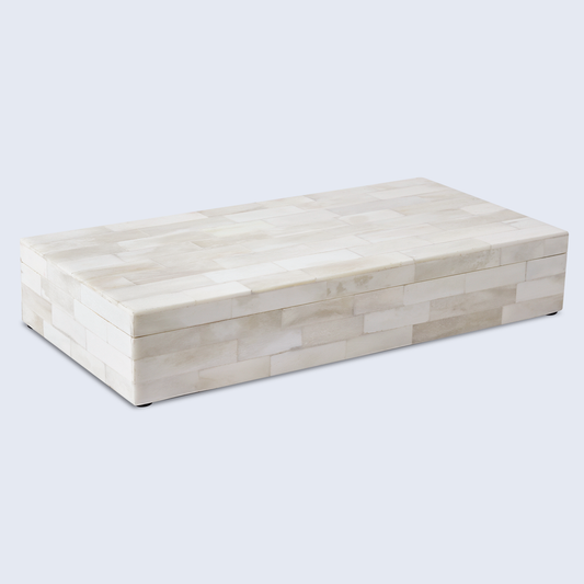 Decorative Box White Bone Inlay 12x6x2 Inch