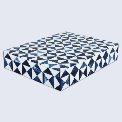 Decorative Box Marquet Indigo Pattern Blue & White Available in 8 Sizes