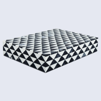 Decorative Box Marquet Prism Pattern Black & White Available in 8 Sizes