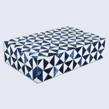 Decorative Box Marquet Indigo Pattern Blue & White Available in 8 Sizes