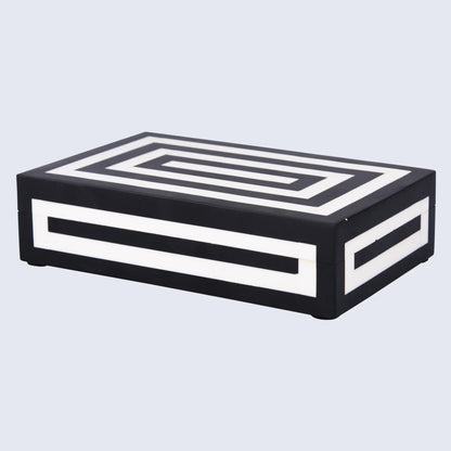 Decorative Box Medley Concentrics Pattern Black & White Available in 8 Sizes