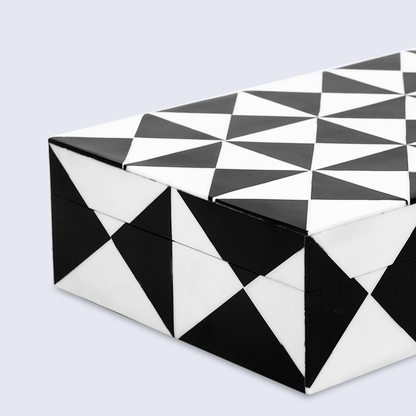 Decorative Box Triangle Black & White 8x5 Inch