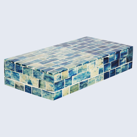 Decorative Box Indigo Mosaic Gold Pattern 10x5x2