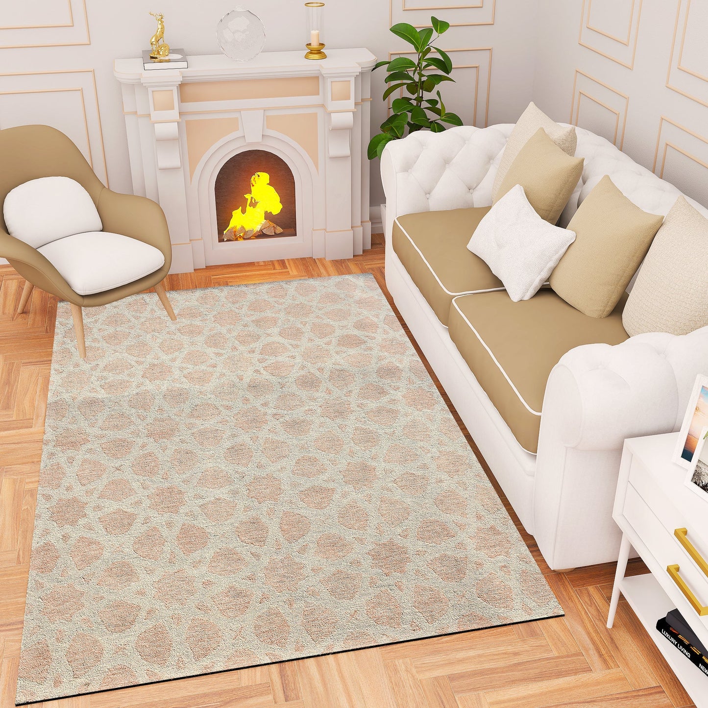 Premium Hand-Tufted Rug Made of 100% Wool  - Blush Zellig - 4x6 Feet