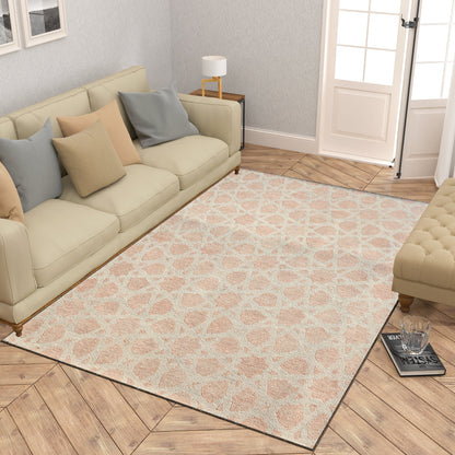 Premium Hand-Tufted Rug Made of 100% Wool  - Blush Zellig - 5x8 Feet