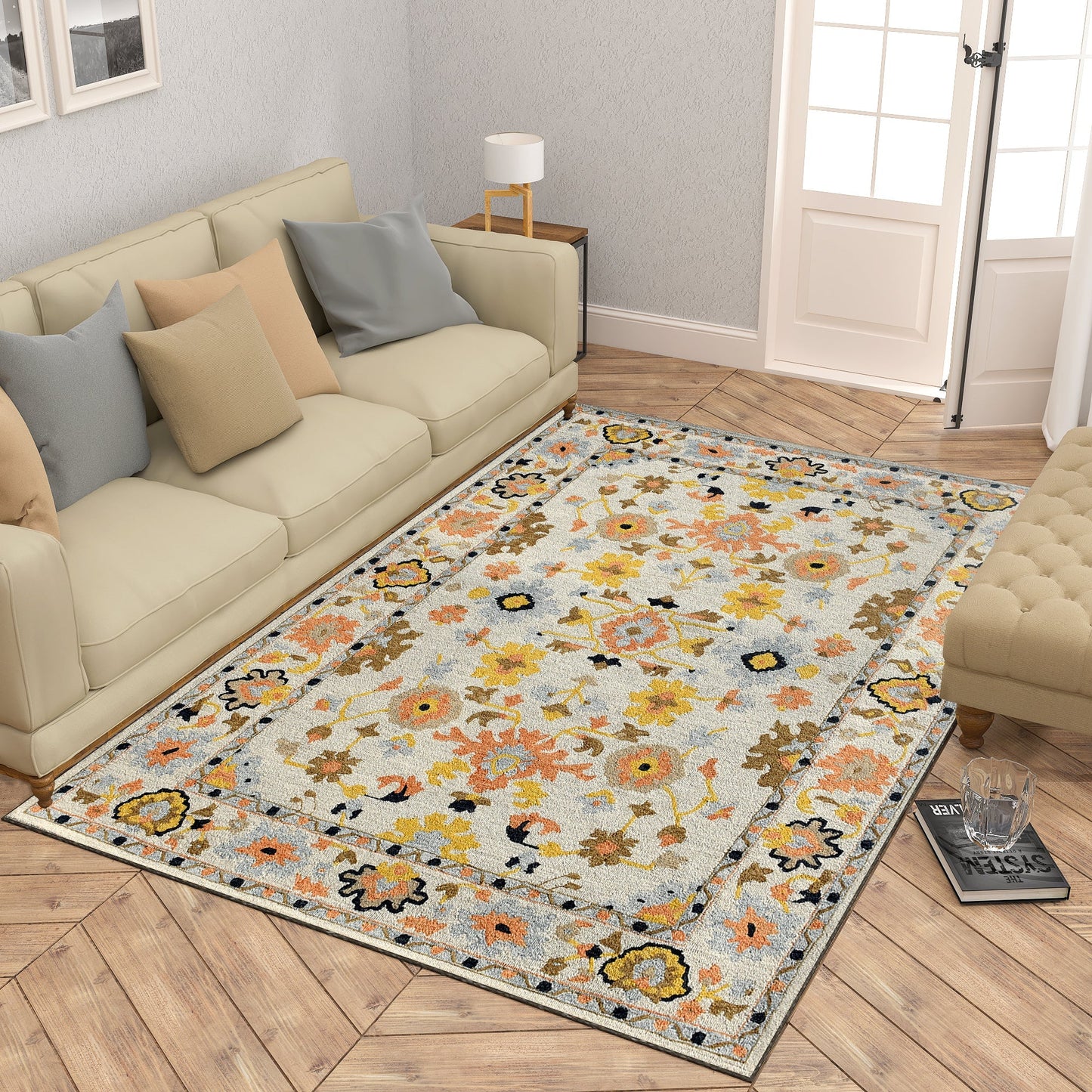 Premium Hand-Tufted Rug Made of 100% Wool  - Flora Meadow - 6x9 Feet