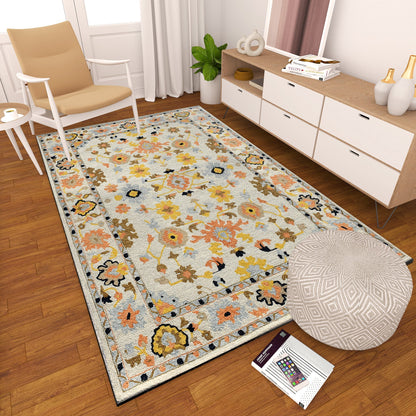 Premium Hand-Tufted Rug Made of 100% Wool  - Flora Meadow - 6x9 Feet