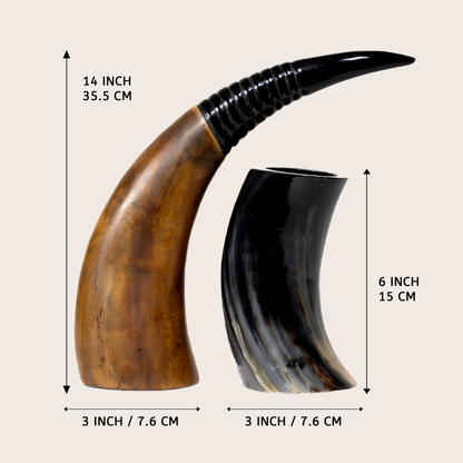 Auger Midnight Real Viking Drinking Horn with Stand Cups Vessels, 14 inches
