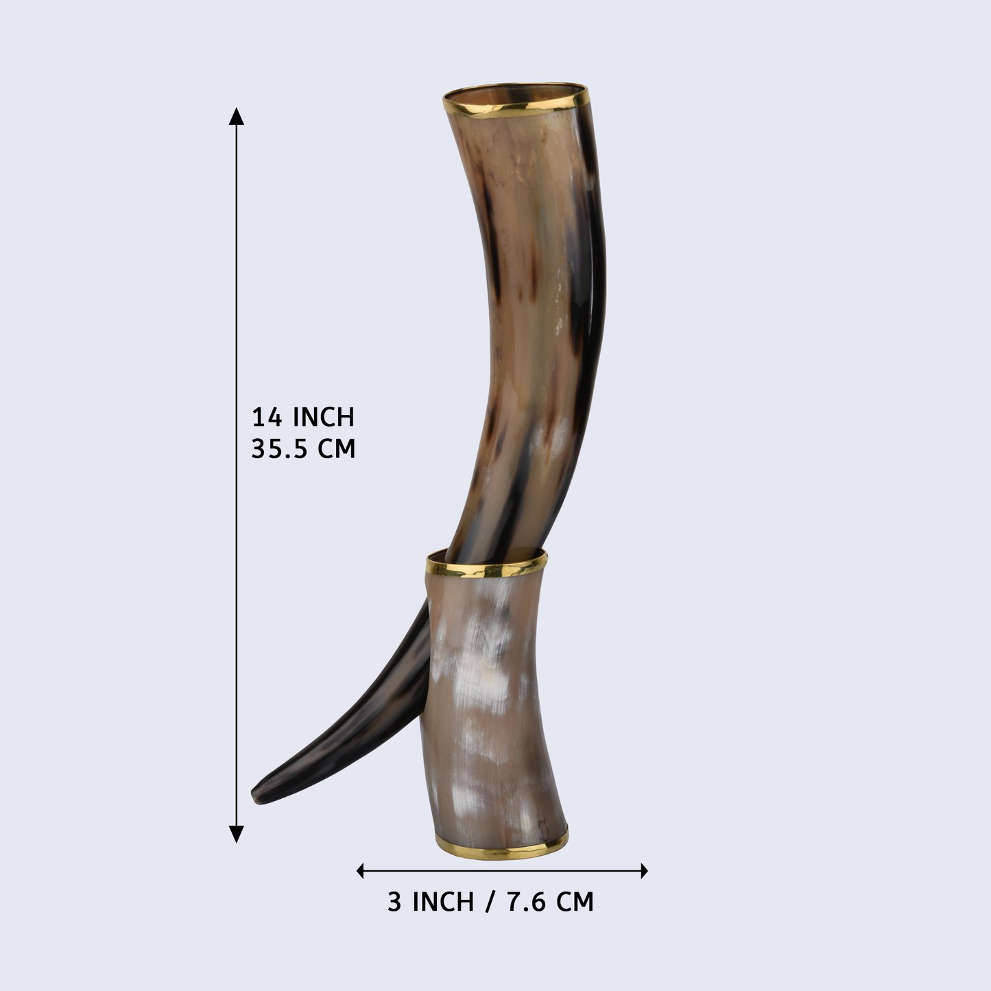 Metallic Touch Real Viking Drinking Horn with Stand Cups Vessels, 14 inches