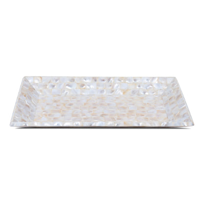 Decorative Serving Tray Mother of Pearl White 12x7 inch