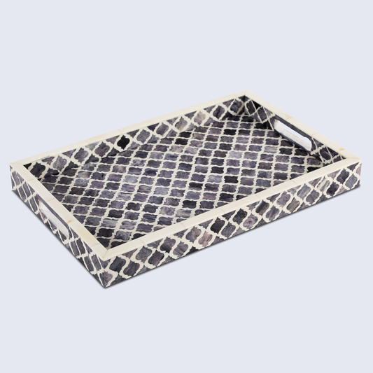 Decorative Tray Moroccan Grey & White 11x17 inch